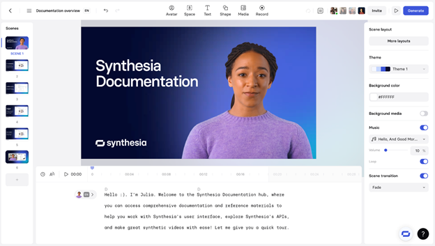 Synthesia elearning interface